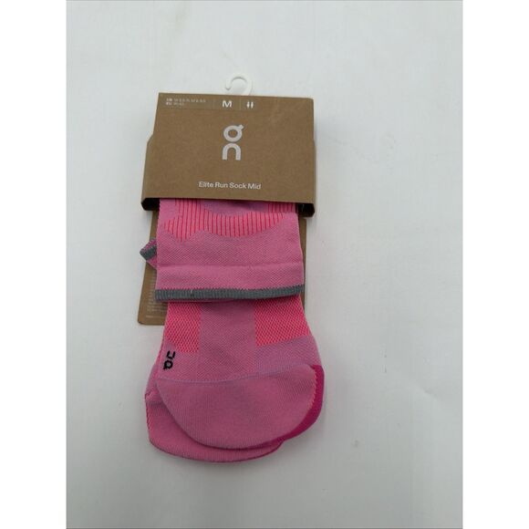 On running Accessories - On Medium 9.5-11 Elite Run Sock Mid-1Pair, Raspberry/Pink